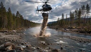 Helicopter Drops 180 Tons of Sand and Gravel on Swedish River to Revive Ecosystem Damaged by Decades of Exploitation