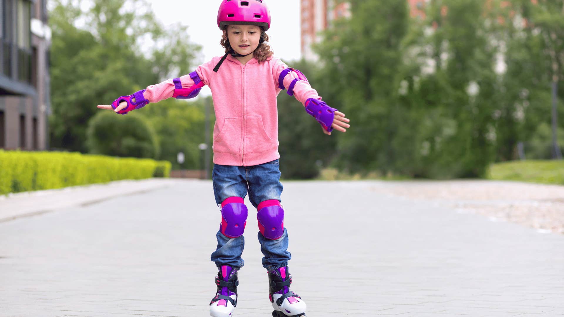 little girl rollerblading as a hobby that protects her mental health