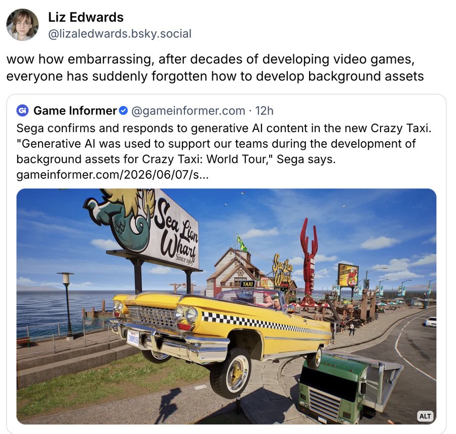 "How Embarrassing" - Sega's Getting Some Serious Blowback For Using GenAI In Crazy Taxi: World Tour 2