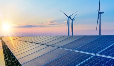 solar panels and wind turbines