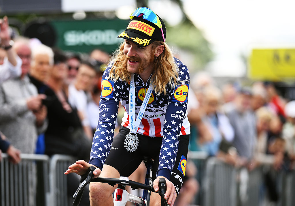 MONTROND-LES-BAINS, FRANCE - JUNE 10: Stage winner, Quinn Simmons of United States and Team Lidl - Trek reacts after the 78th Tour Auvergne-Rhone-Alpes 2026, Stage 4 a 167.4km stage from Le Puy-en-Velay to Montrond-les-Bains / #UCIWT / on June 10, 2026 in Montrond-les-Bains, France. (Photo by Dario Belingheri/Getty Images)