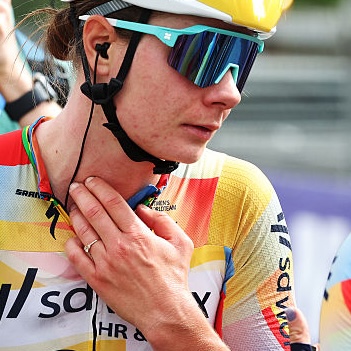 OVERIJSE, BELGIUM - APRIL 17: Lotte Kopecky of Belgium and Team SD Worx - Protime reacts after the 9th De Brabantse Pijl - La Fleche Brabanconne 2026, Women's Elite a 125.7km one day race from Lennik to Overijse on April 17, 2026 in Overijse, Belgium. (Photo by Rhode Van Elsen/Getty Images)