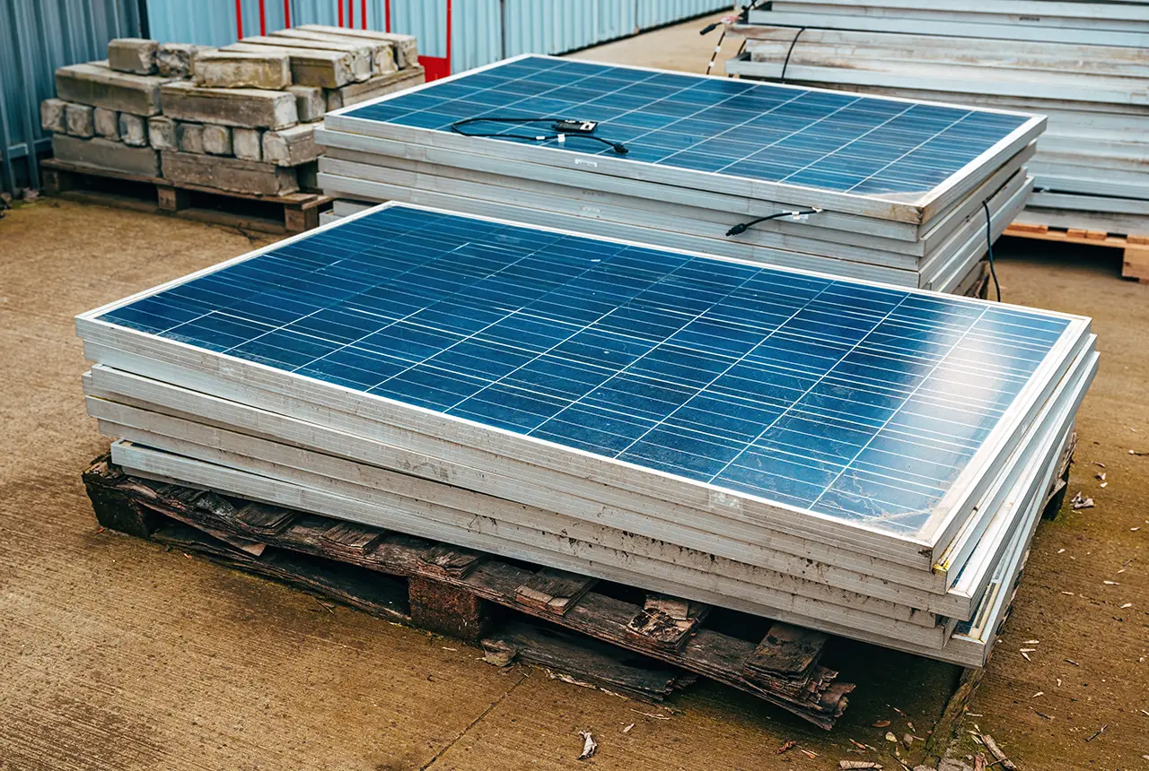 Old obsolete solar panels containing critical minerals which potentially could be recovered and recycled. © BitsAndSplits / iStockPhoto.com