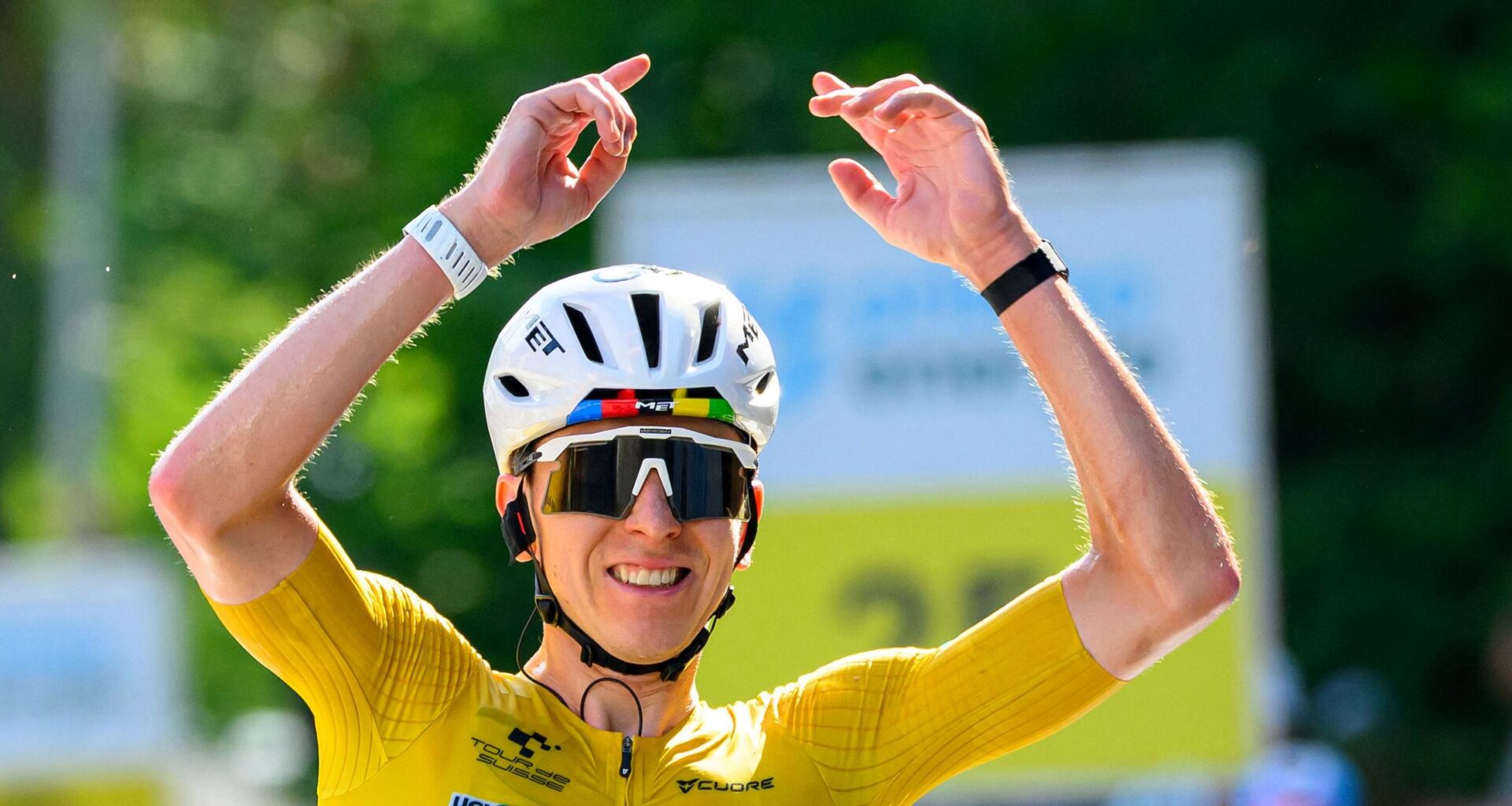 Fan with hosepipe soaks Tadej Pogacar on way to victory in Tour de Suisse queen stage