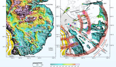 Fault-controlled basins and interpreted structural frame in the newly-identified East Antarctic Fan-Shaped Basin Province. Image credit: Armadillo et al., doi: 10.1038/s41561-026-01991-6.