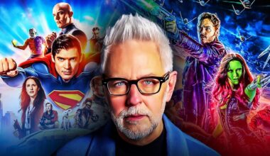 James Gunn with Superman and Guardians of the Galaxy posters.