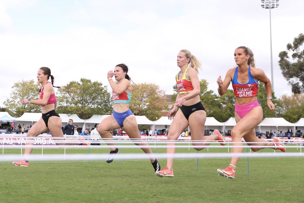 Jemma Stapleton (far right) was one of Australia's top talents in sprinting