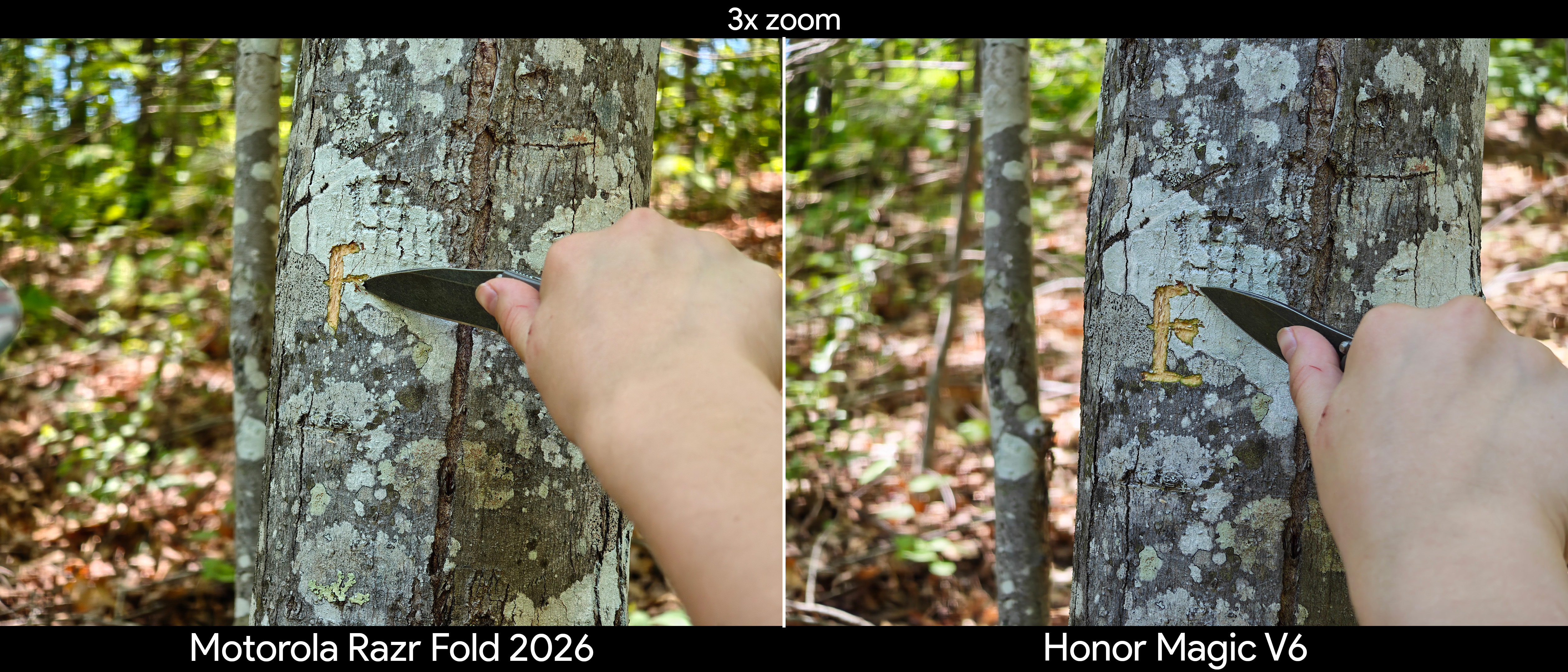 Comparing telephoto camera quality between the Motorola Razr Fold 2026 and Honor Magic V6