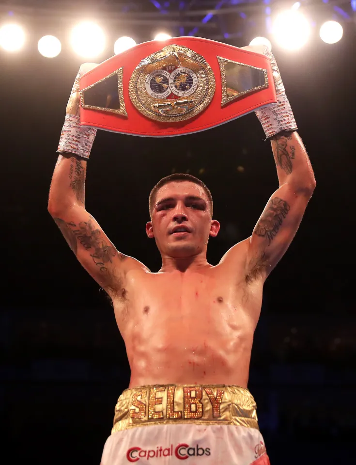 Lee Selby celebrates victory with Intercontinental Lightweight Title after the Lightweight fight between Lee Selby and Omar Douglas at The O2 Arena on February 23, 2019 in London, England