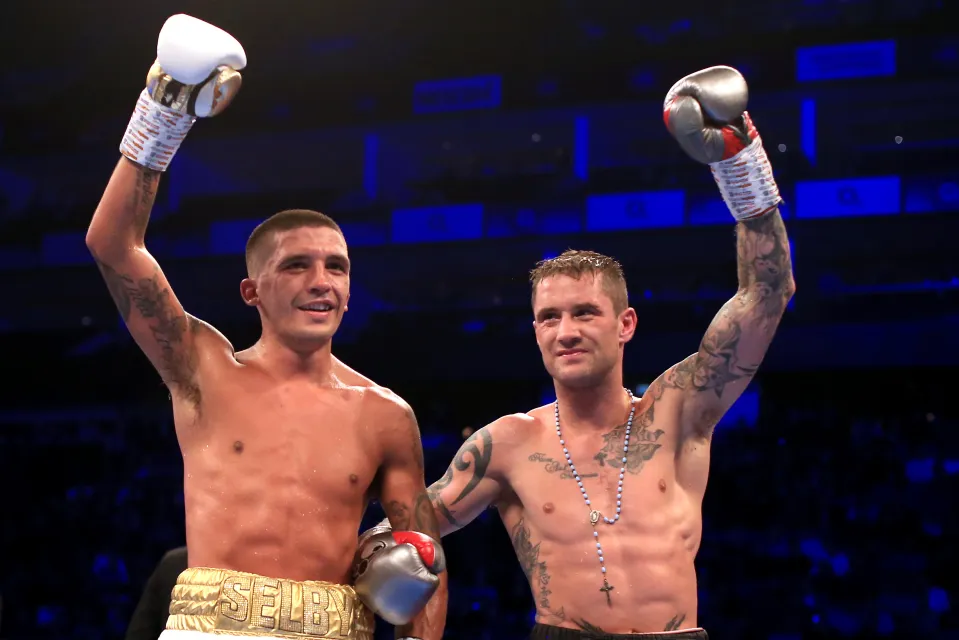 Lee Selby and Ricky Burns following their lightweight fight at The O2 Arena on October 26, 2019 in London, England