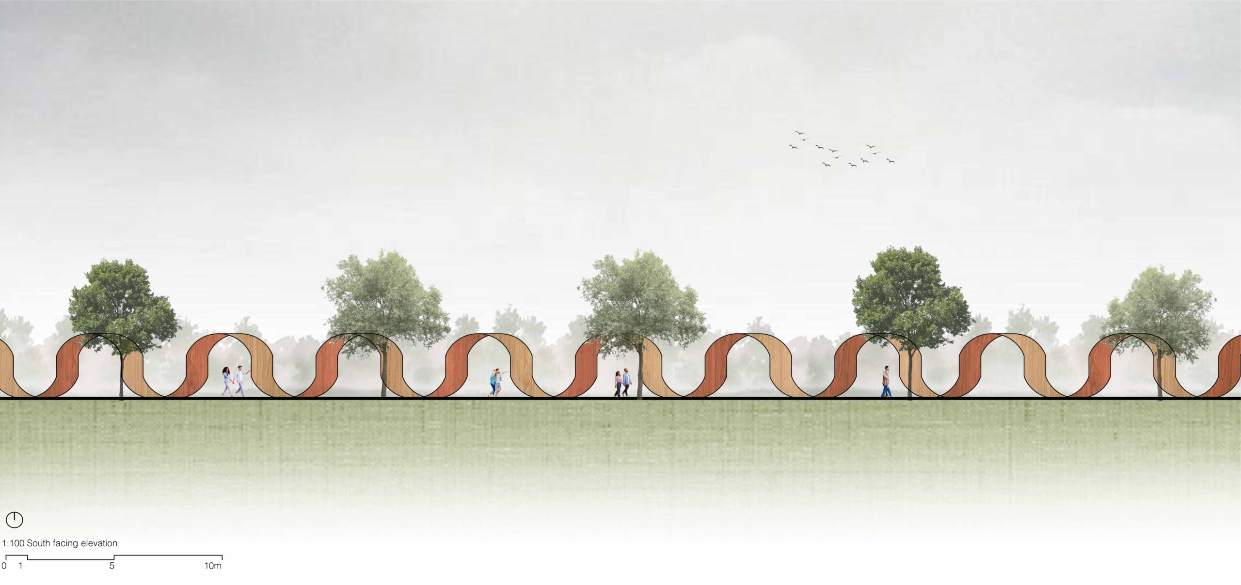 Nine designs revealed for new Wilford Suspension Bridge lovelock structure lovelocks ribbon walk south facing elevation 6780x3200 1 scaled
