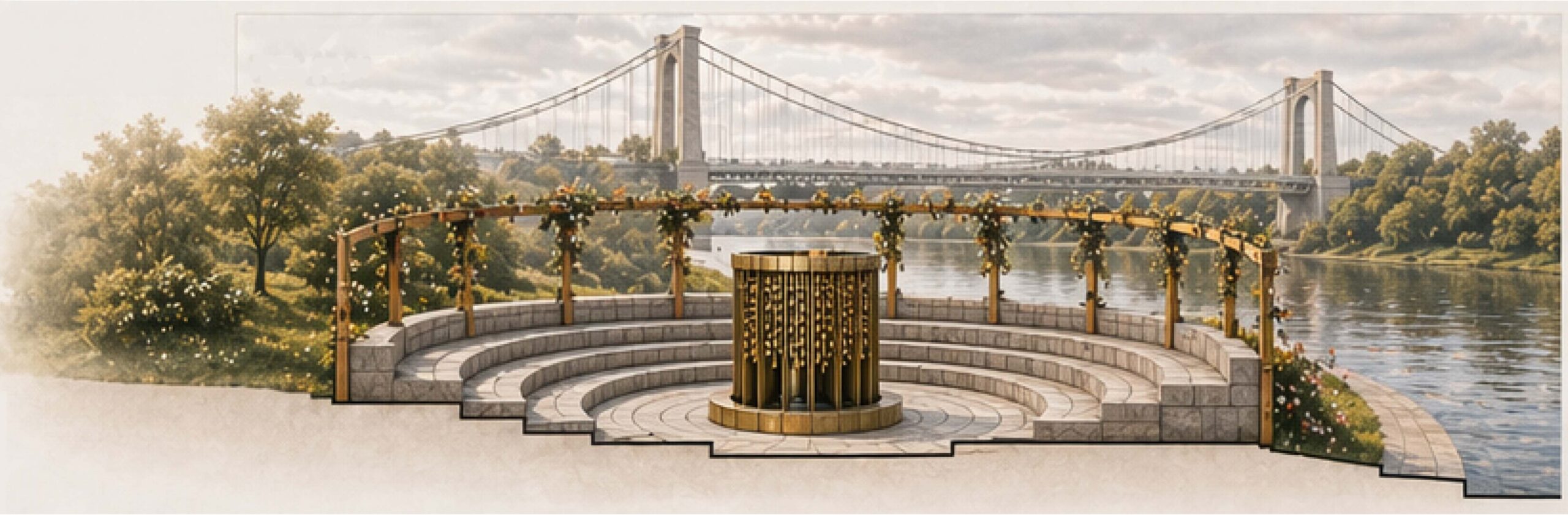 Nine designs revealed for new Wilford Suspension Bridge lovelock structure lovelocks rose amphitheatre 4690x1540 1 scaled
