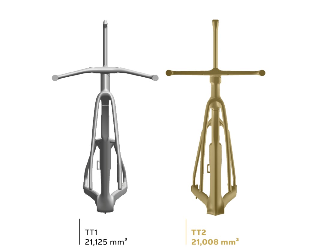 A comparison between Colnago TT1 and TT2 frames
