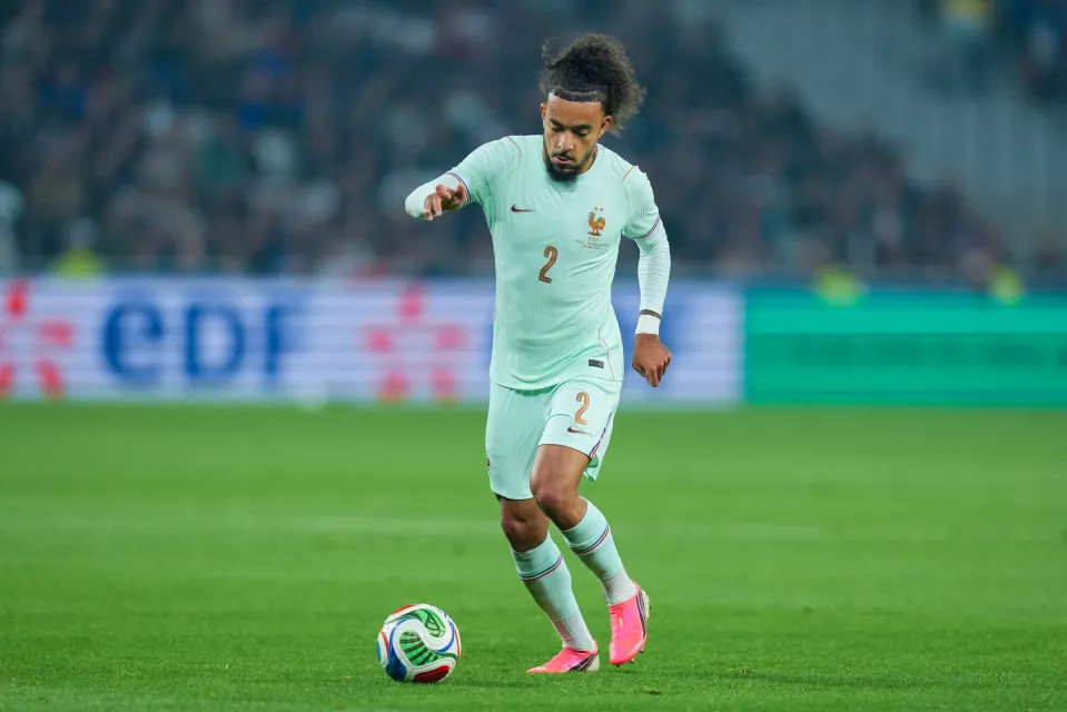 Malo Gusto on the ball for France against Northern Ireland