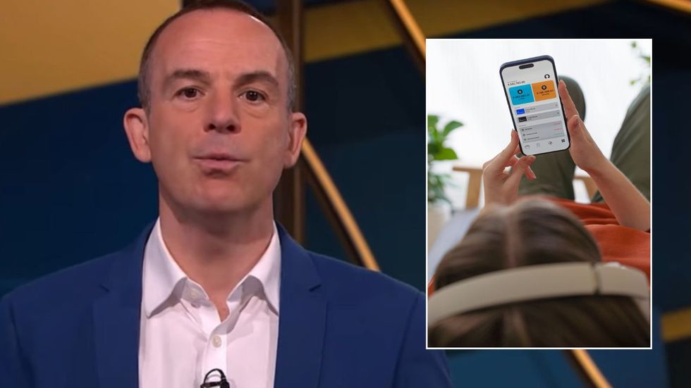 Martin Lewis and woman checking bank account