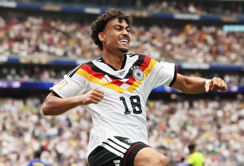 Nathaniel Brown celebrates for Germany.
