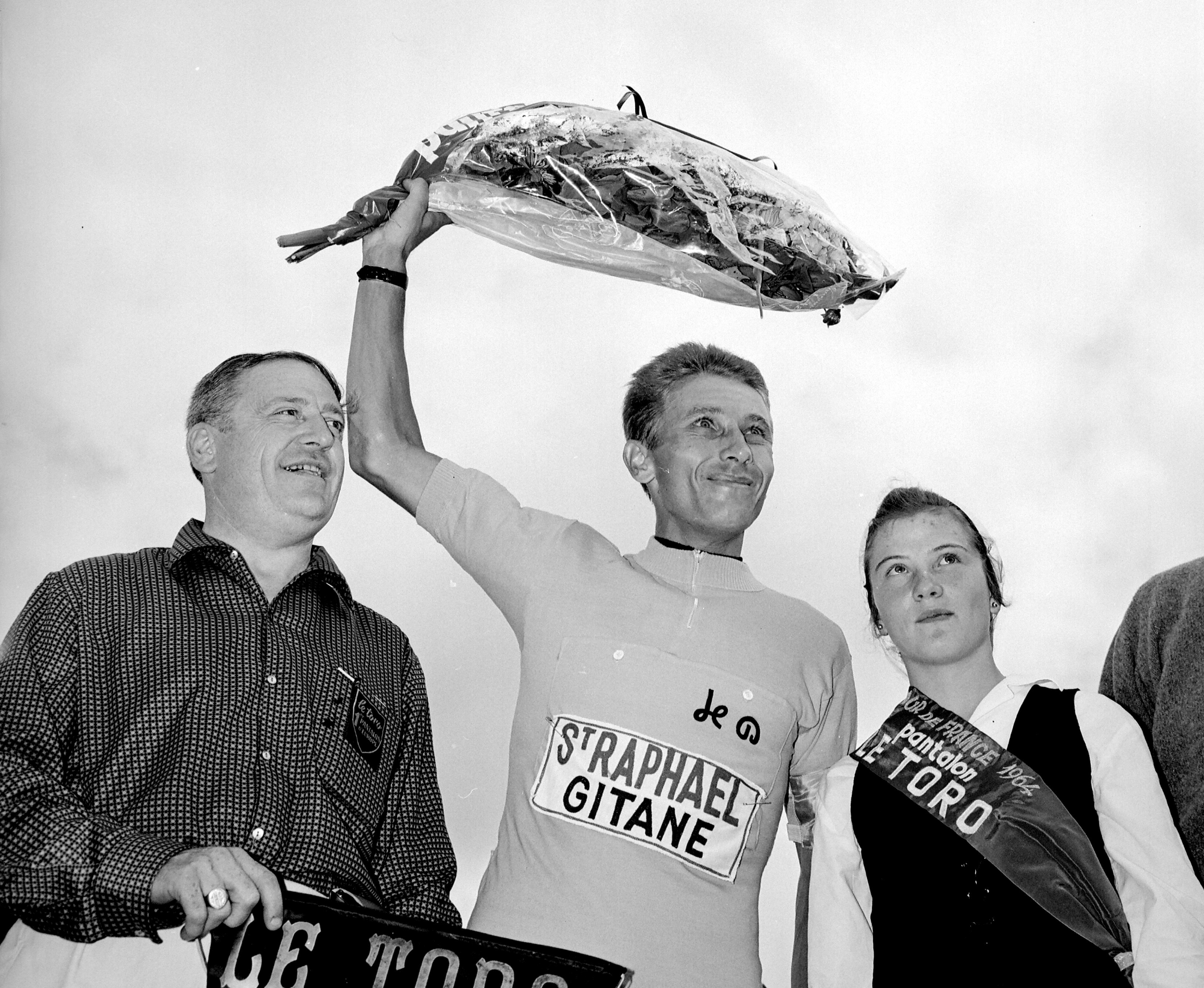 Jacques Anquetil on Tour de France podium