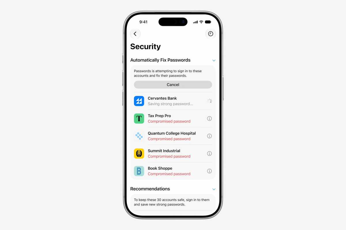 passwords in ios 27 automatically fixing compromised passwords