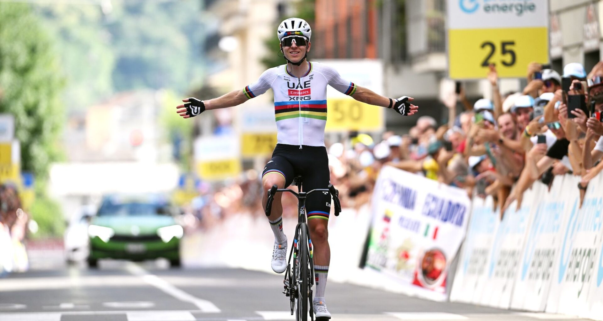 Tour de Suisse: Tadej Pogačar goes long with surprise 72-kilometre raid to smash opening stage