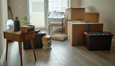 Moving boxes in an empty rental property