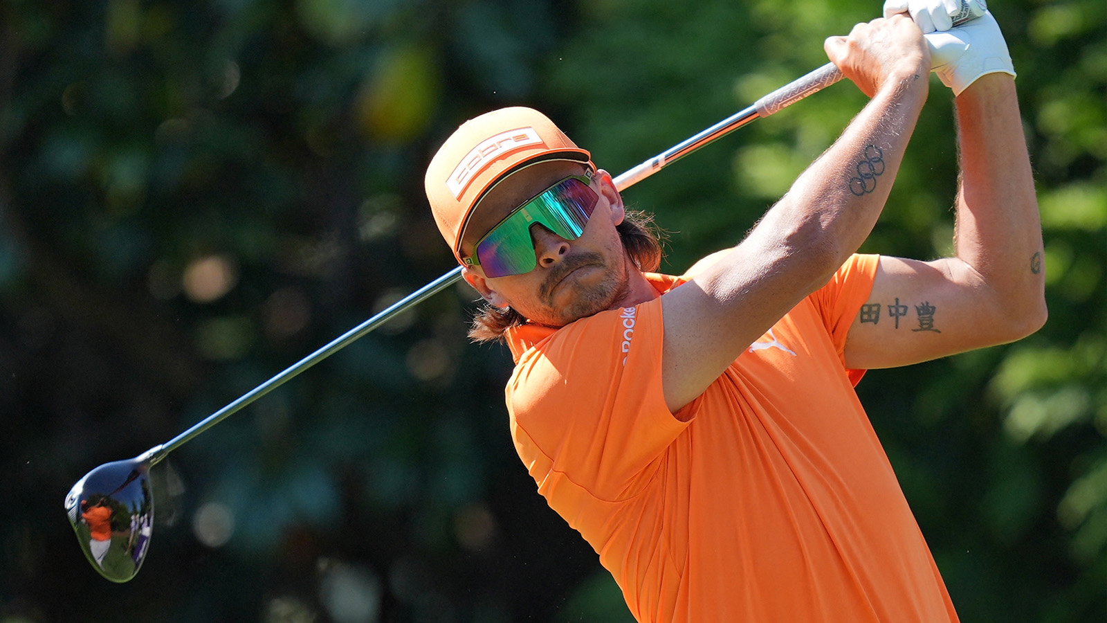 Rickie Fowler tees off on the sixteenth hole during the final round of the Truist Championship. Image: Reuters