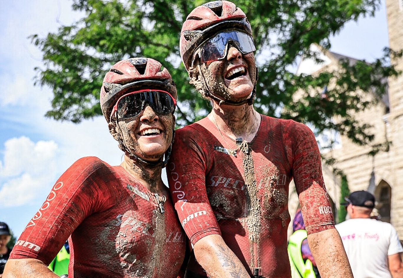 Sofia Gomez Villafa&ntilde;e (left) and Geerike Schreurs (right) go 1-2 in elite women's race at 2026 Unbound Gravel 200 for Specialized Off-road