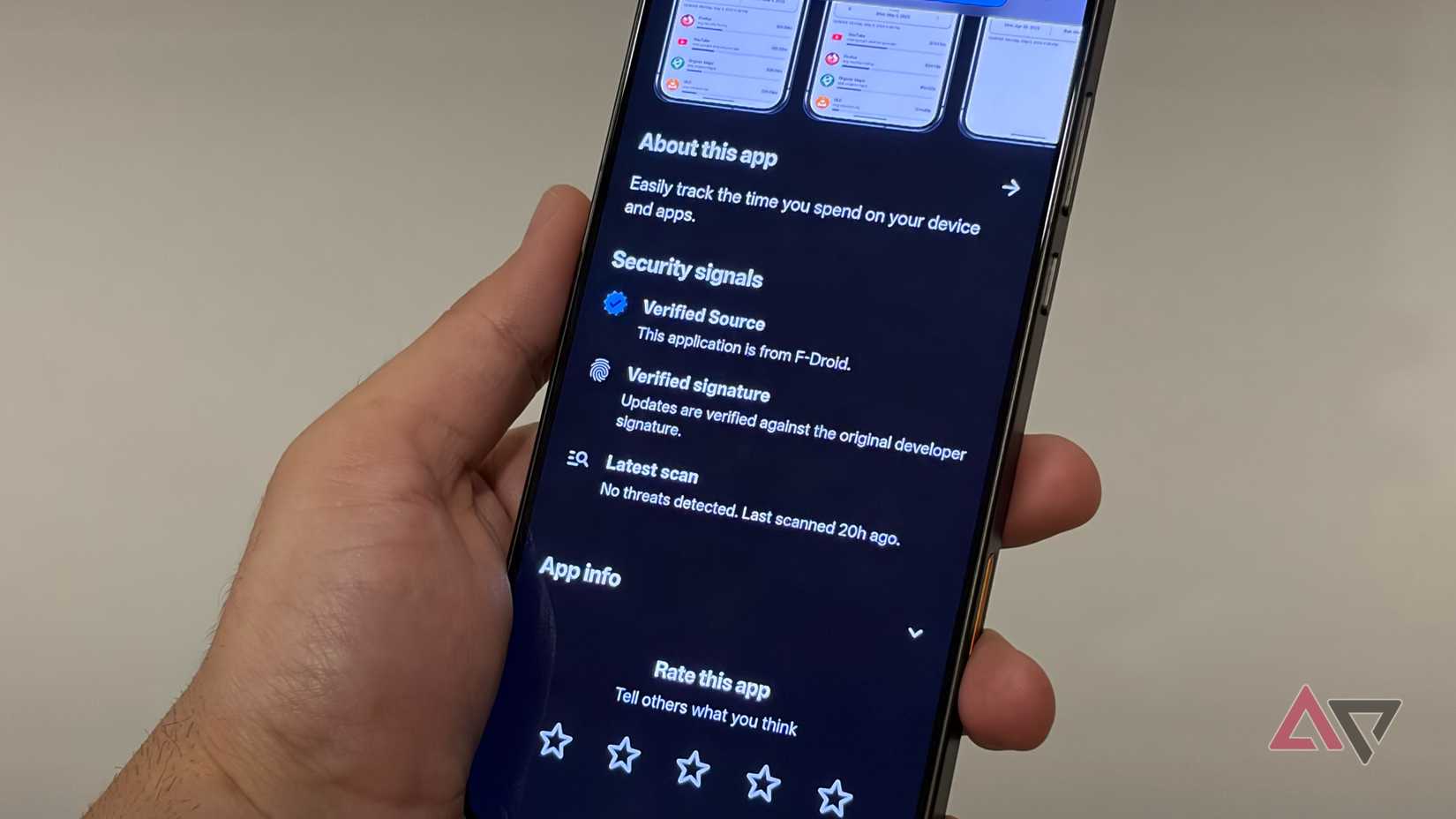 Security details of the app listing in SafeHaven