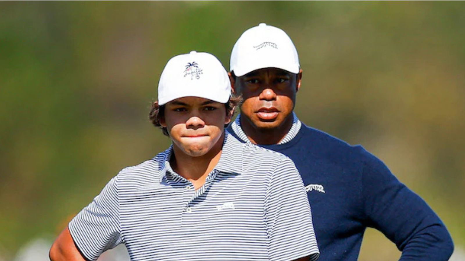 Charlie Woods with his dad Tiger Woods