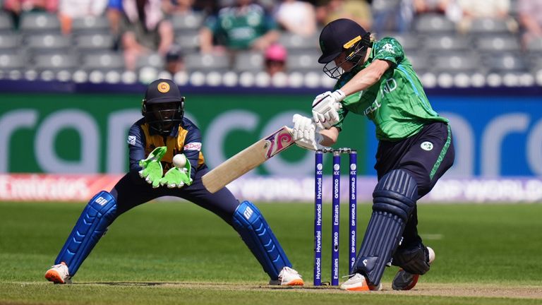 Ireland's Gaby Lewis struck a half-century during her side's nine-wicket defeat by Sri Lanka 