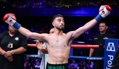 LAS VEGAS, NEVADA - JUNE 28:  in a lightweight bout during the Zuffa Boxing 8 event at The Chelsea at The Cosmopolitan on June 28, 2026 in Las Vegas, Nevada. (Photo by Ed Mulholland/Zuffa Boxing)