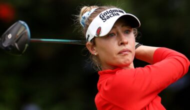 Nelly Korda hits off the 11th tee during the first round of the US Women's Open (AP Photo/Jessie Alcheh)