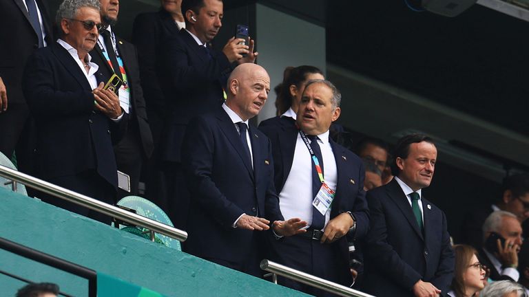 FIFA President Giovanni Vincenzo Infantino was present after facing controversies pre-tournament