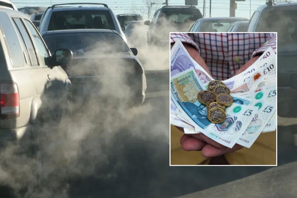 Smoke from car exhausts and money