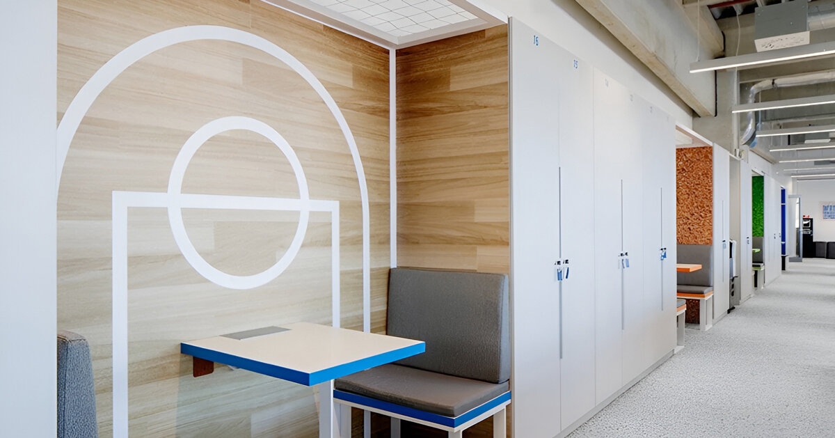 sports-themed meeting pods organize decathlon zagreb office