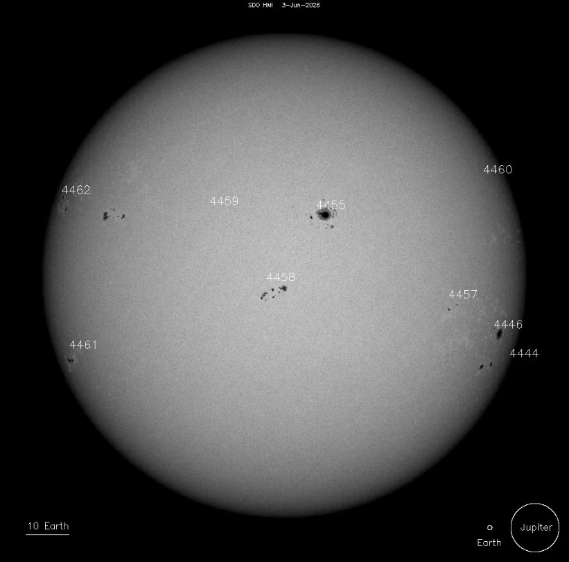sunspots on june 3 2026 sdo hmi