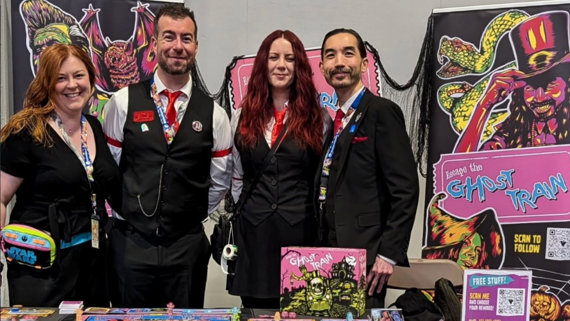 tabletop-ai-ukge-4 Instagram photo shared by Beardy Boo Games showing its staff at their UK Games Expo 2026 stall