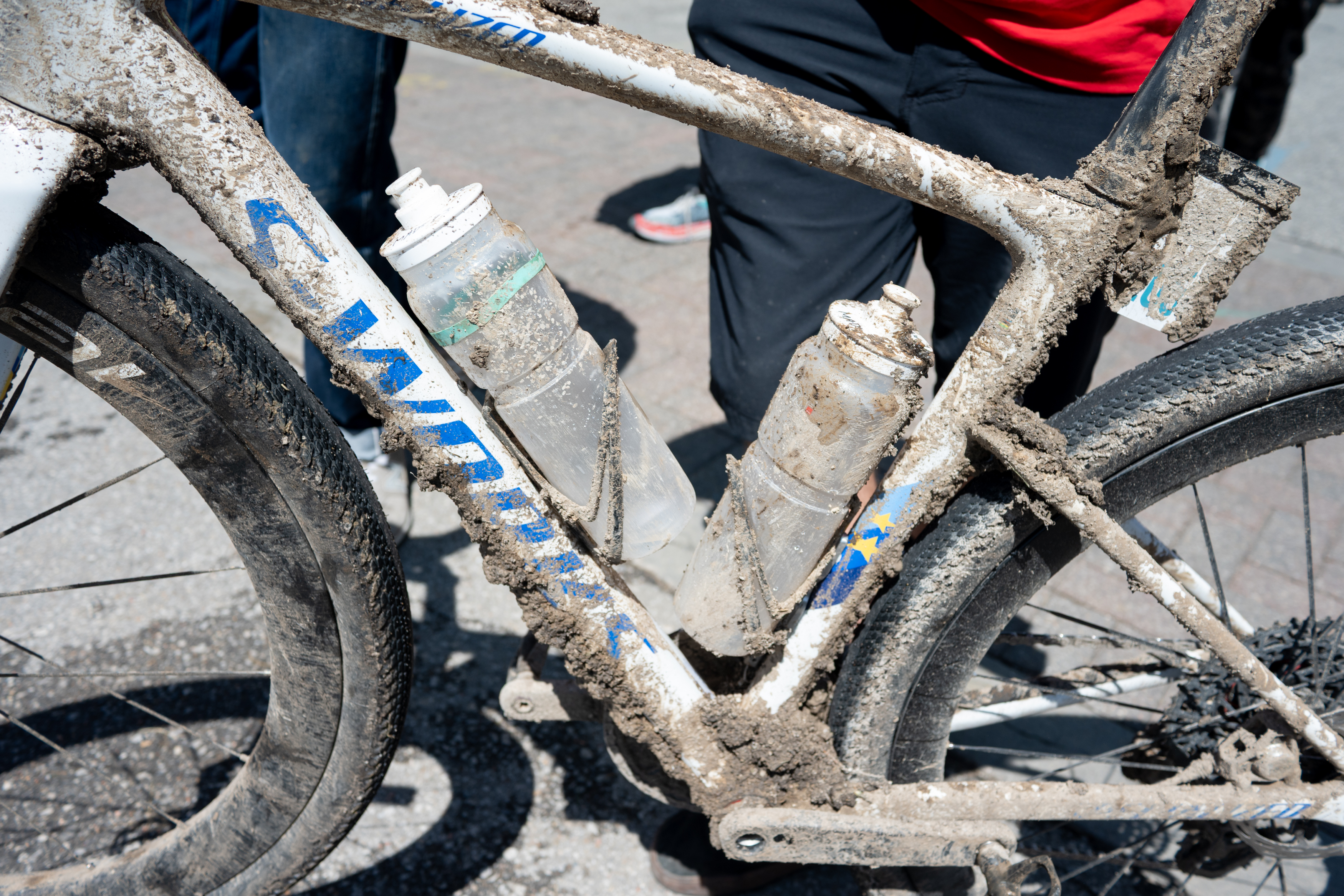 Photos of the bikes from the finish line of Unbound Gravel 2026
