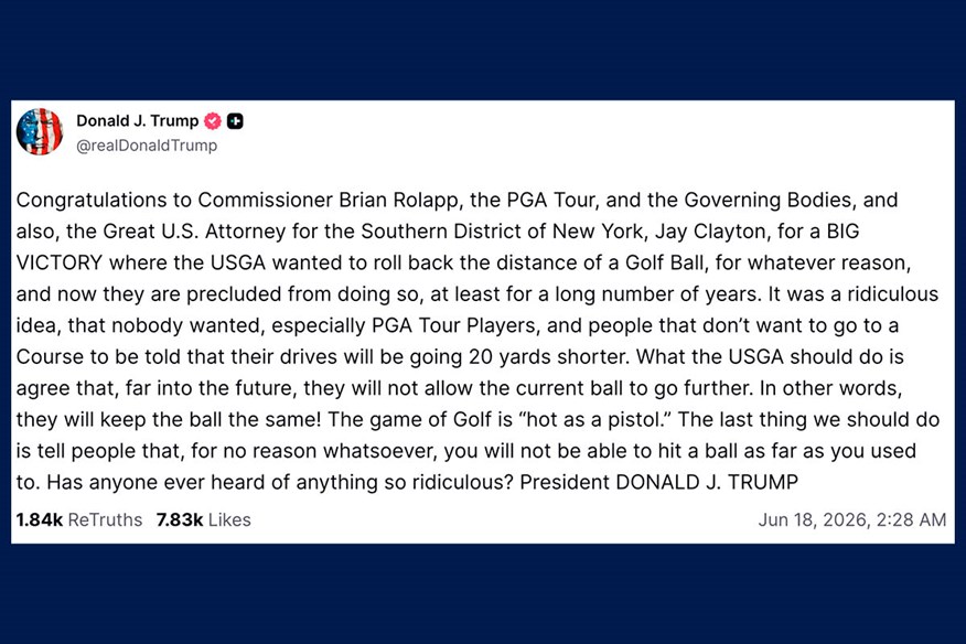 President Donald Trump has had his say on the golf ball rollback.
