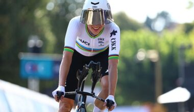Reusser wearing a big visor on her TT helmet