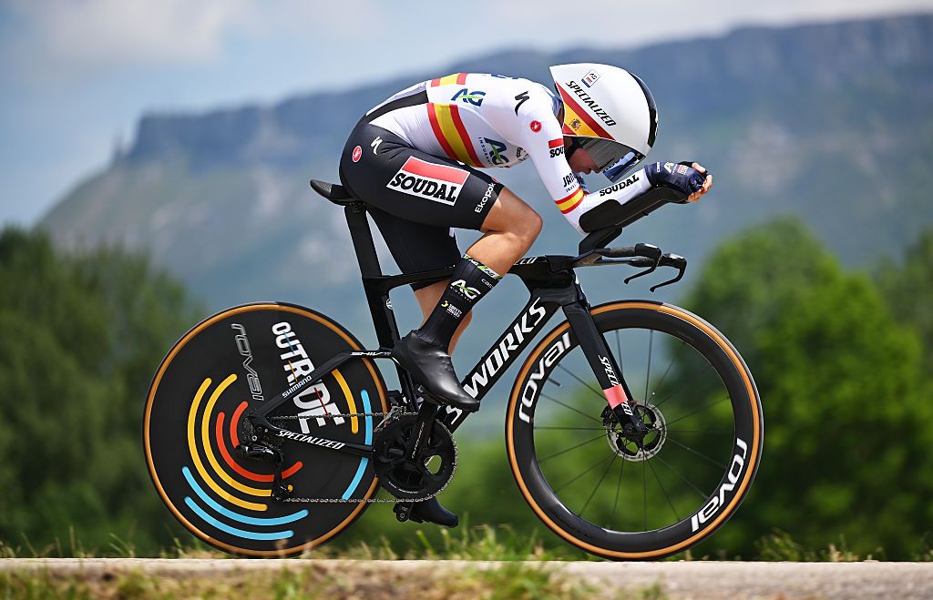 LEZANA DE MENA, SPAIN - MAY 25: Mireia Benito of Spain and AG Insurance - Soudal Team competes during the 10th Vuelta a Burgos Feminas 2025, Stage 4 a 9.41km individual time trial stage from Villasana de Mena to Lezana de Mena / #UCIWWT / on May 25, 2025 in Lezana de Mena, Spain. (Photo by Szymon Gruchalski/Getty Images)