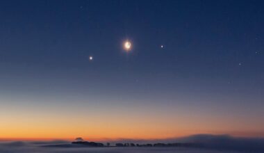 Venus, Jupiter and a crescent Moon. Credit: John Finney Photography / Getty Images