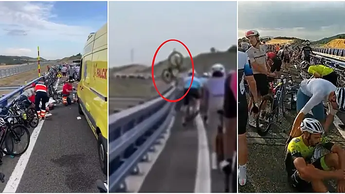Video - Huge sportive crash at 60kmph sees dozens of riders hospitalised
