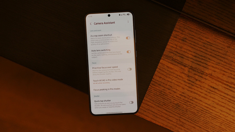 Camera Assistant options on a Samsung phone