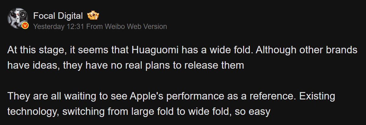Apple and Xiaomi wide foldable leak
