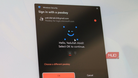 Windows Hello passkey prompt on Windows 11