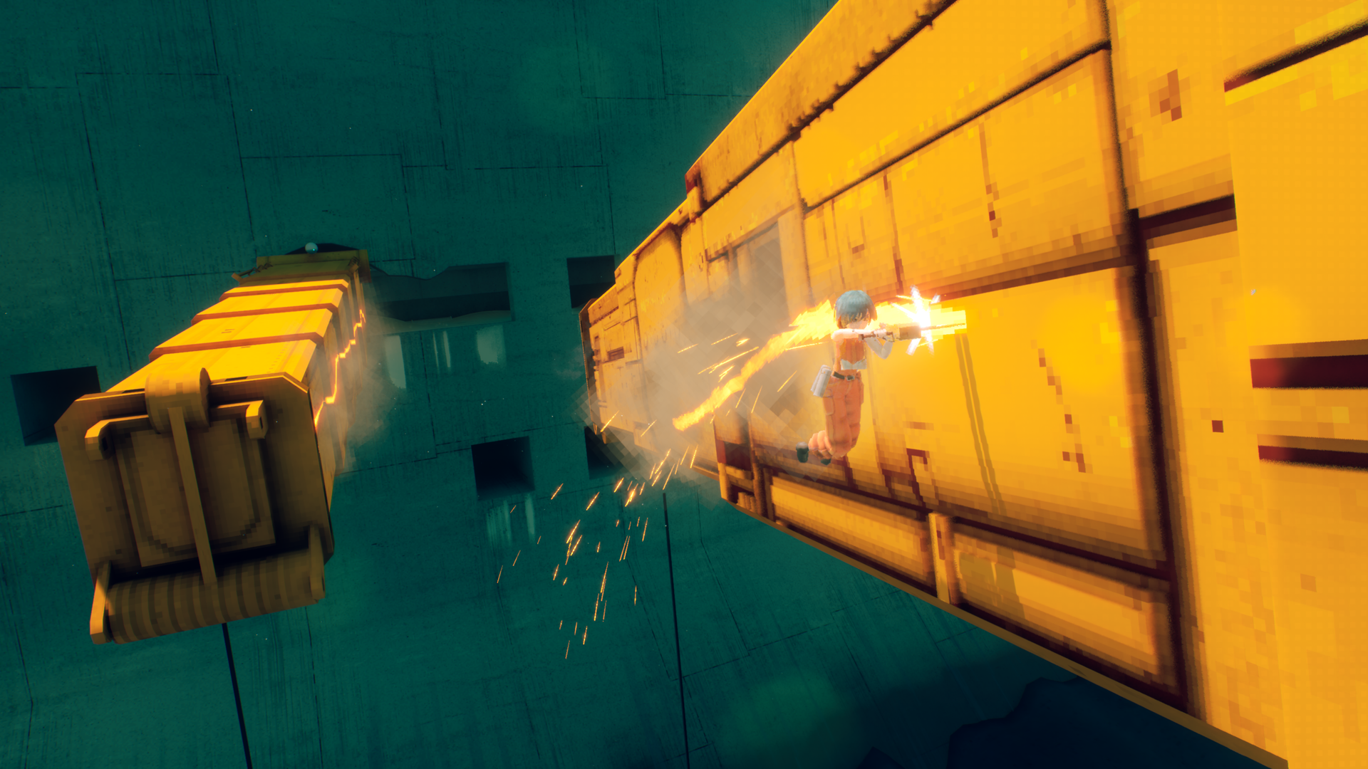 Game screens, stylised platforming world