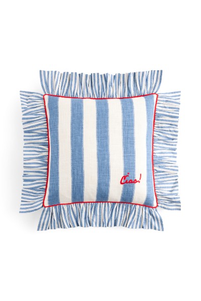 Next x Lia Gold Blue Stripe Cushion