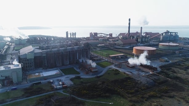 Aerial shot of an industrial looking plant
