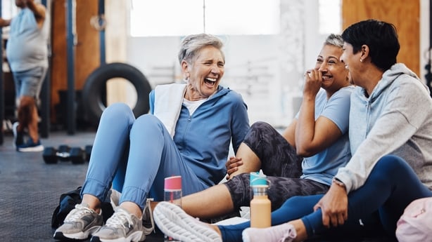 mature women laughing in gym
