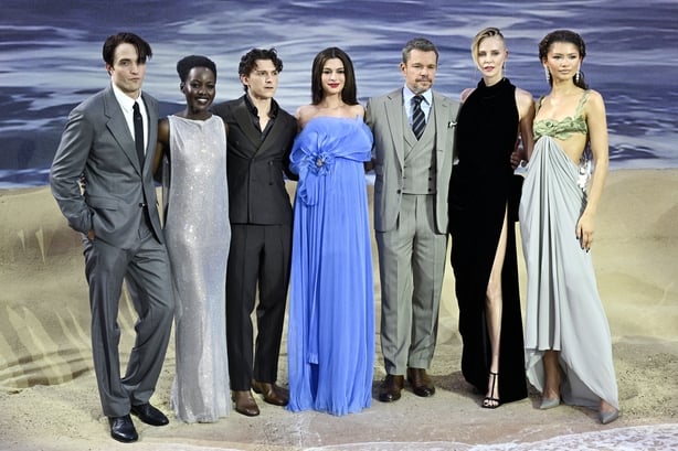 Robert Pattinson, Lupita Nyong'o, Tom Holland, Anne Hathaway, Matt Damon, Charlize Theron and Zendaya attend the world premiere of "The Odyssey" at Odeon Luxe Leicester Square on July 06, 2026 in London